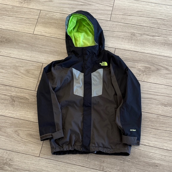 The North Face Other - The North Face Kids' HyVent Black and Gray Raincoat with Green Lining Medium